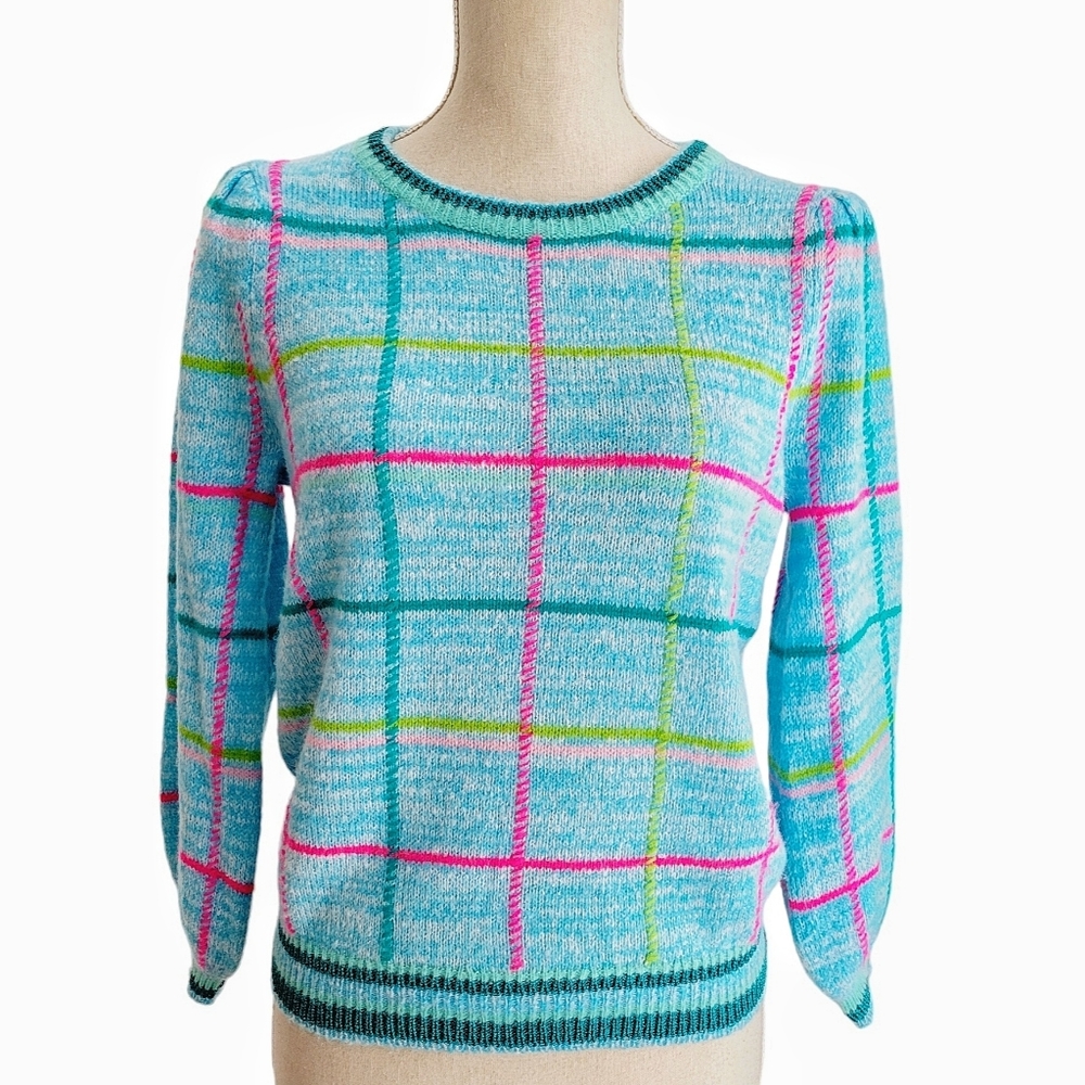 Lilly Pulitzer Hali Plaid Puff Sleeve Sweater‎